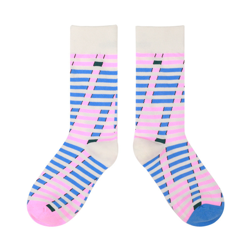 Retro Plaid Socks Female Autumn Winter 2020 Series Crew Socks Female Socks Tide Cute Couple Illustrator Ins Socks